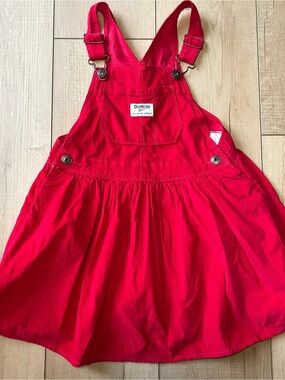 OshKosh B'gosh Vibrant Red Pinafore Overall Dress Size 5T